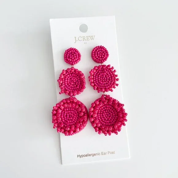 J. Crew Factory Beaded Statement Earrings (Wild Berry) - Picture 3 of 3